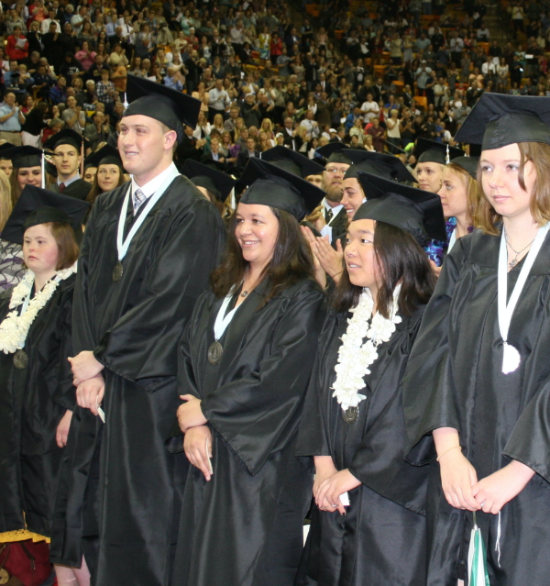 Students attending their graduation